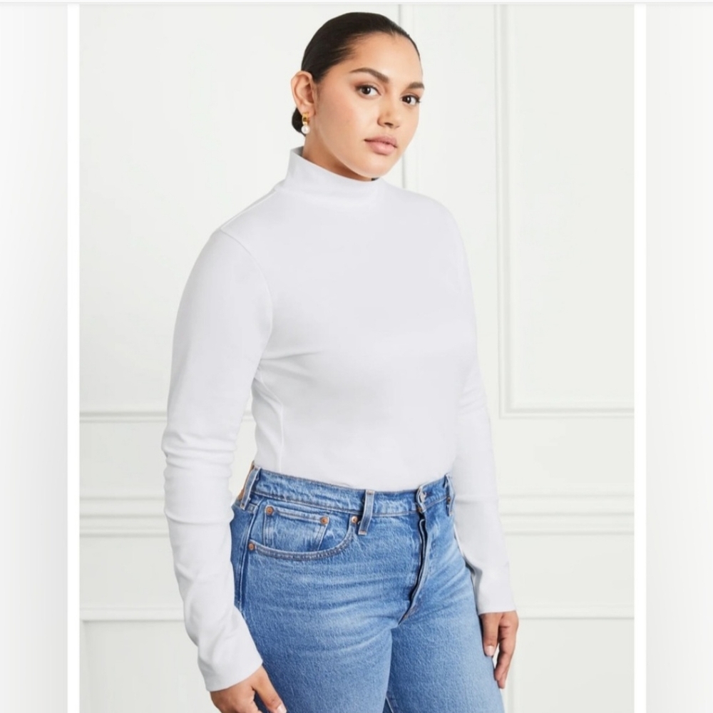 Hill House Mock Neck Minimalist Office Bodysuit Sz xxl White